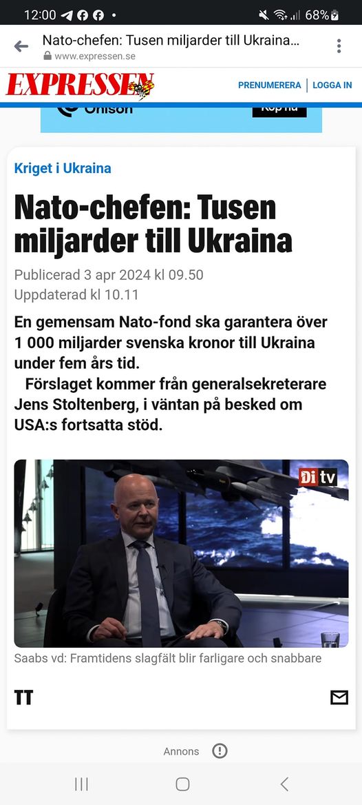 Stollenberg Föreslår 1000 Nato-Miljarder