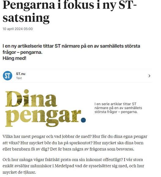 ST Tittar På Pengarna I Artikelserie
