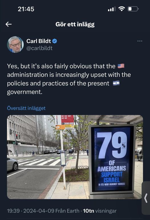 Bildt & Amerikanskt Israelstöd