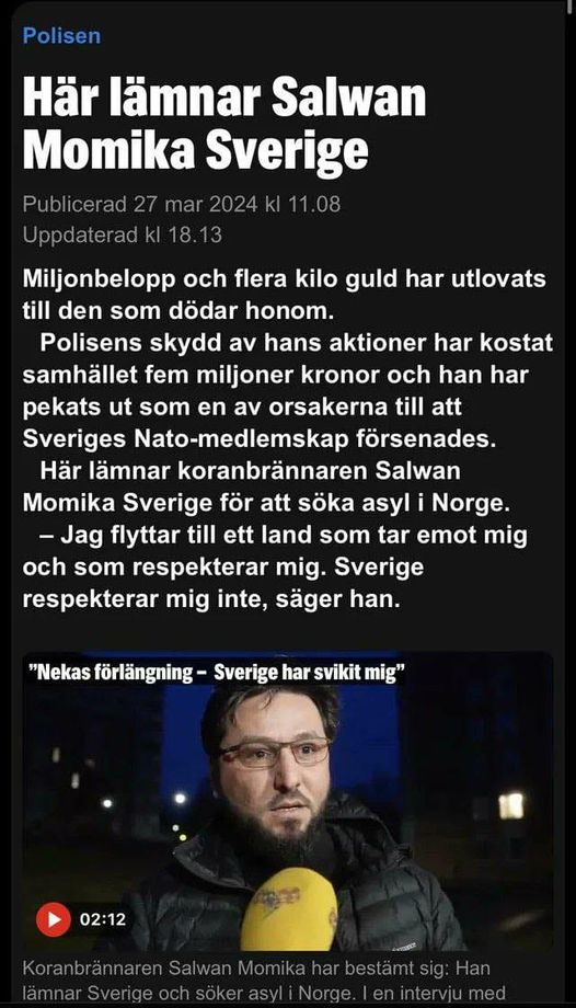 Orespekterad & Sverigesviken Momika Lämnar För Norge