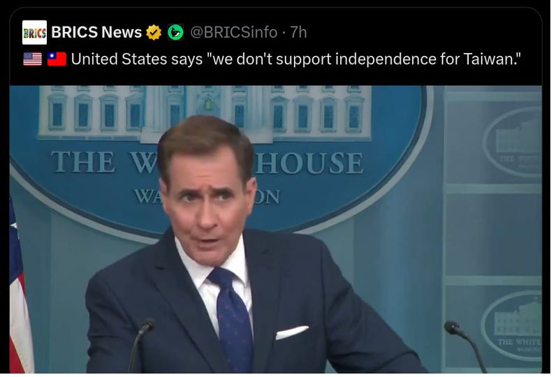 Inget Amerikanskt Stöd För Ett Oberoende Taiwan