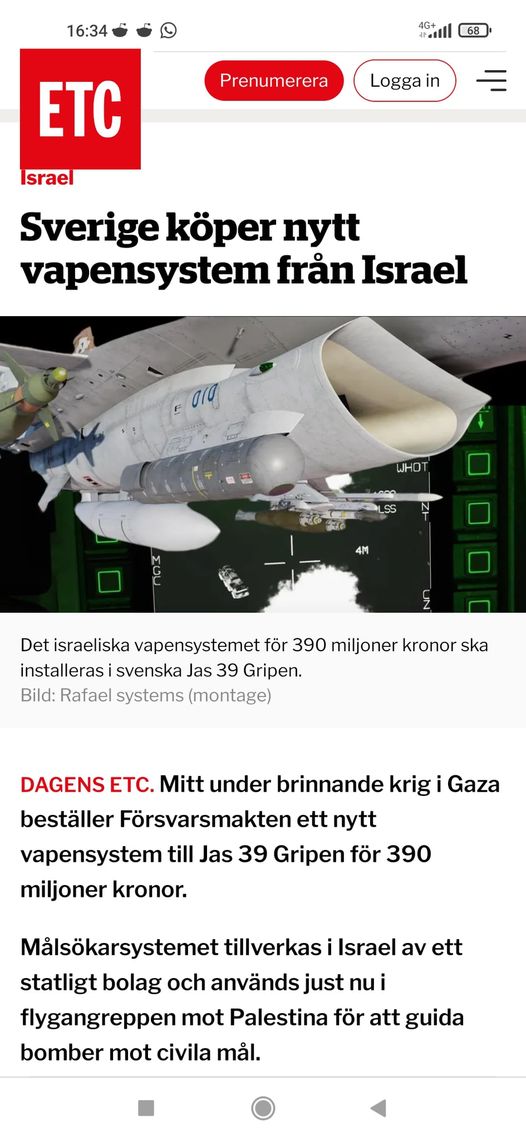 Sverige Köper Israelvapen