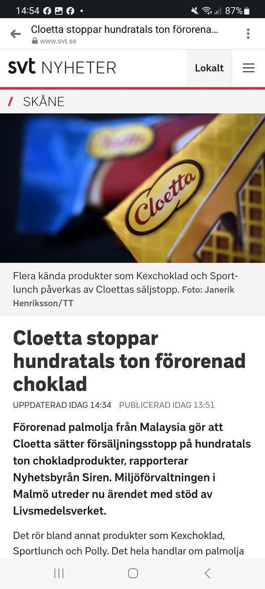 Cloetta Stoppar Förorenade Chokladprodukter