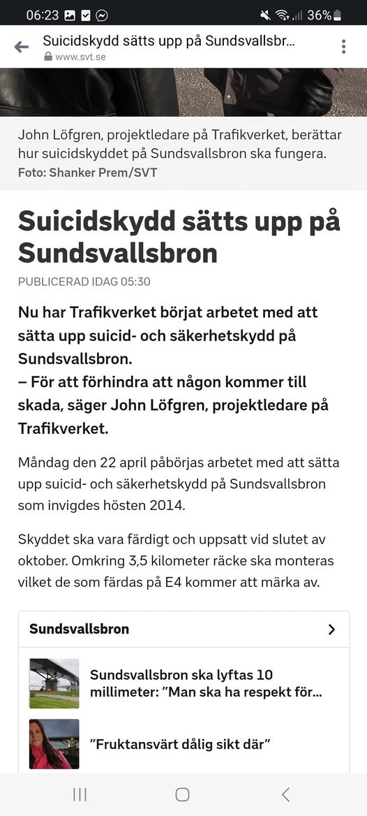 Självmordsförhindrande Broinsats I Sundsvall