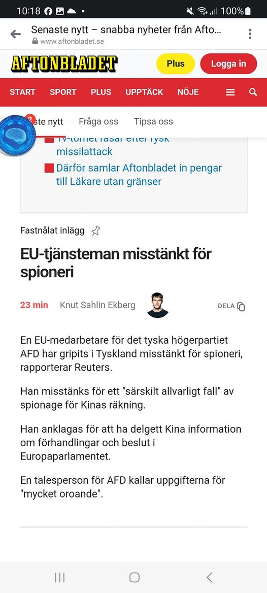 EU-Tjänsteman Spionerimisstänkt