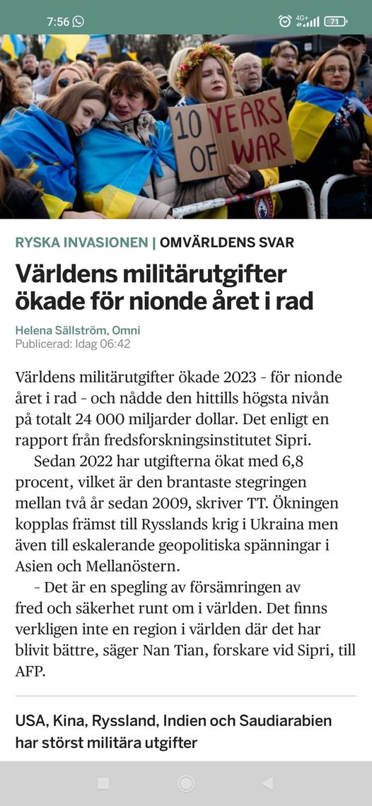 Nioårig Global Militärutgiftsökning