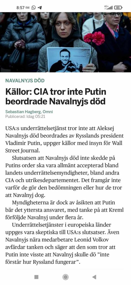 CIA: Putin Beordrade Inte Navalnys Död