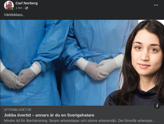 Sverigehatande Övertidsjobbsnobbande