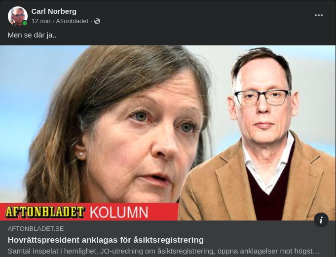 Åsiktsregistreringsanklagad Hovrättspresident