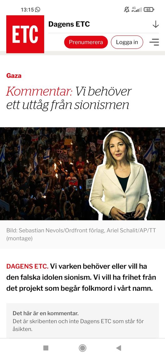 Sionismens Uttåg Behövd I ETC