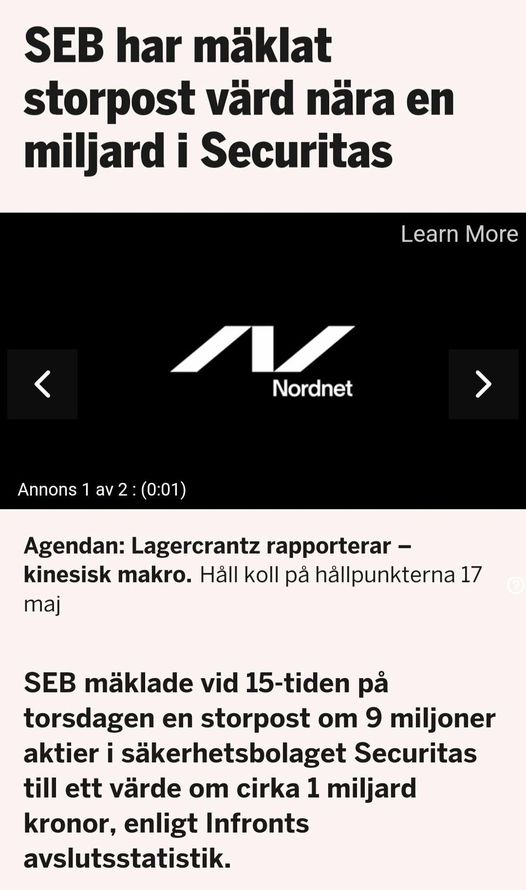 SEB Mäklat Miljardpost I Securitas