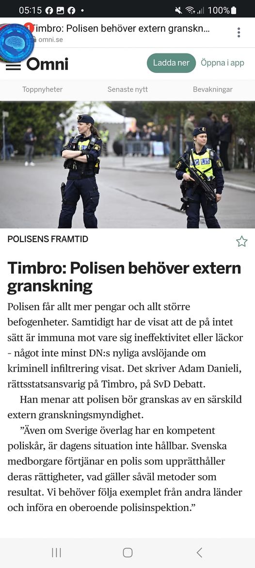 Timbro: Extern Polisgranskning Behövd
