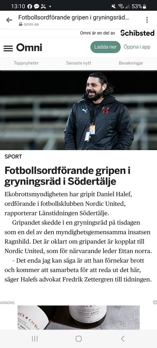EBM Griper Fotbollsordförande I Gryningsräd