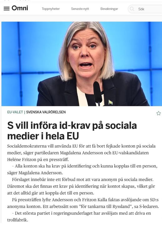 ID-Krav På Sociala Medier Från S