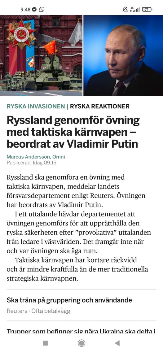 Ryssland Övar Med Taktiska Kärnvapen