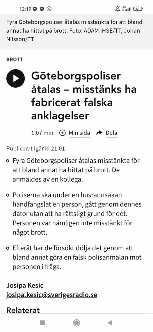 Fyra Göteborgspoliser Åtalade För Falska Anklagelser