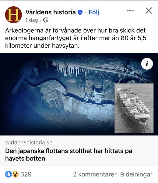 Sjunken Japansk Stolthet Funnen