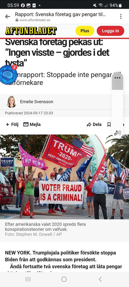 Svenska Donatorer & Amerikanska Valförnekare