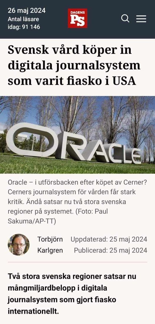 Fiaskosystem För Digitala Journaler Köps In Av Svensk Vård