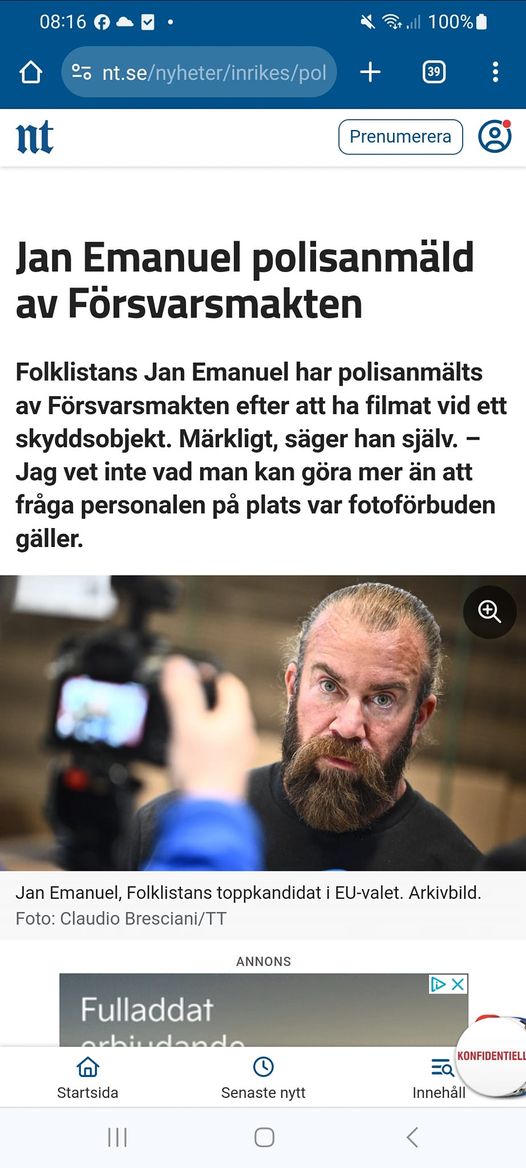 Jan-E Polisanmäld Av Försvarsmakten