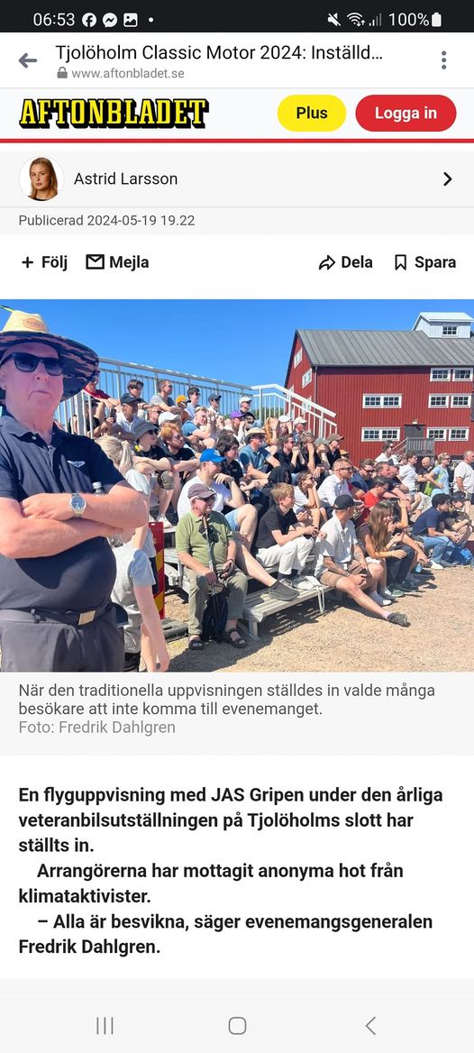 Anonymt Klimataktivistshot Ställer In JAS-Flygning