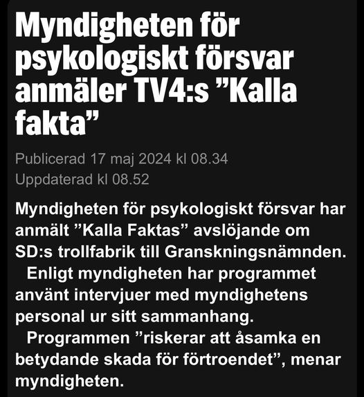 Kalla Fakta Anmälda Av Myndigheten För Psykologiskt Försvar