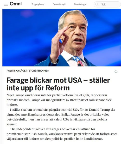 Farage Föredrar Amerikanskt Valarbete