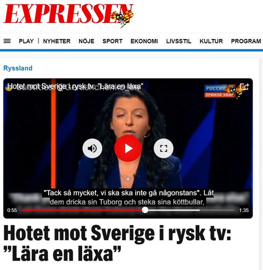 Sverigehot I Rysk TV