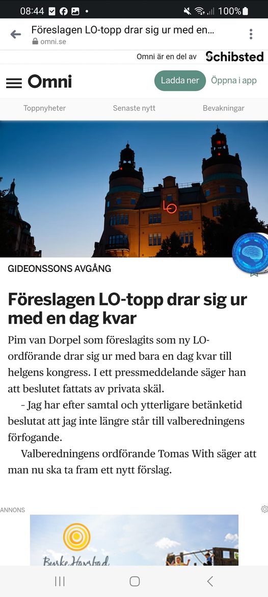 Föreslagen LO-Ordförande Drar Sig Ur
