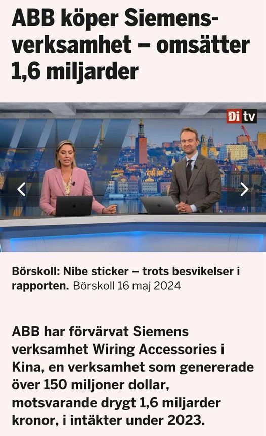 ABB Köper Siemens-Verksamhet
