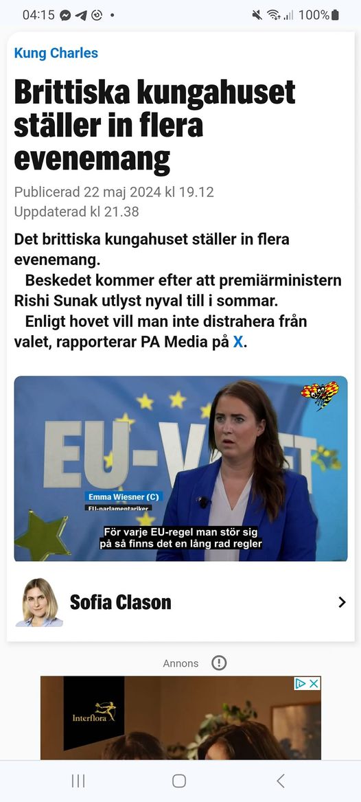 Brittiskt Val & Inställda Kungahusevenemang