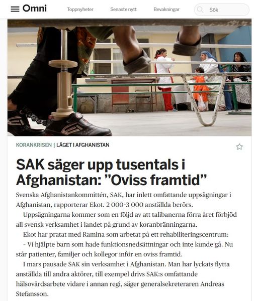 Svenska Afghanistankommittén Avskedar Tusentals