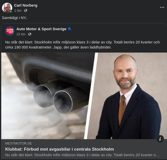 Avgasbilar & Stockholm..