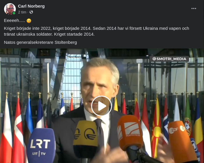 Stollenberg Hävdar 2014 Som Krigsstartsår