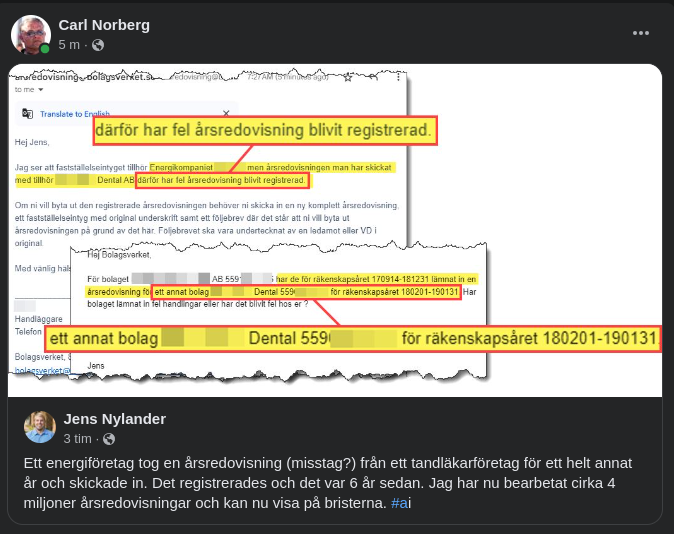 Redovisningsbristsredovisning Från Jens