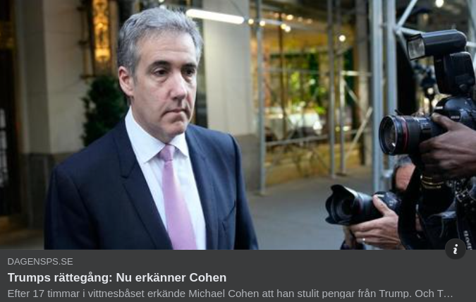 Cohen Erkänner Sig Ha Stulit Av Trump
