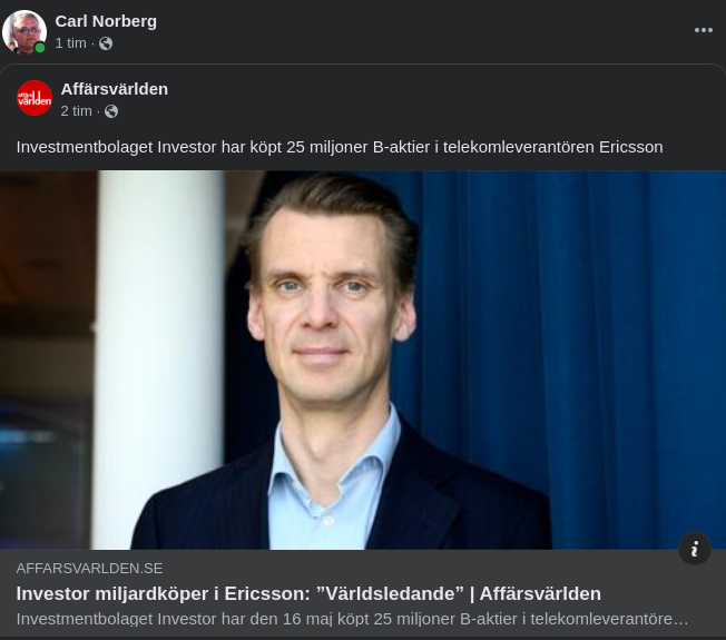 Investor Miljardköper I Ericsson