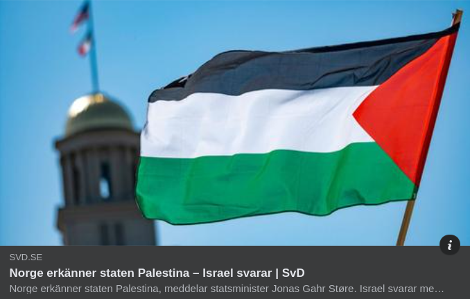 Norge Erkänner Staten Palestina