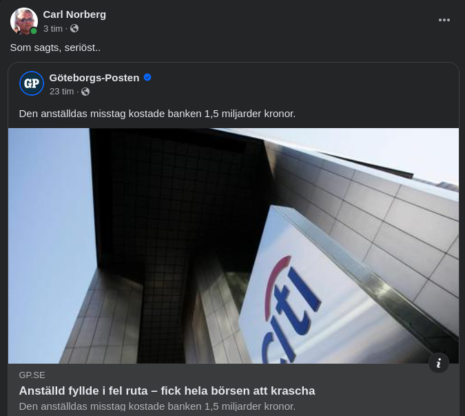 Börskrasch Efter Felifylld Ruta