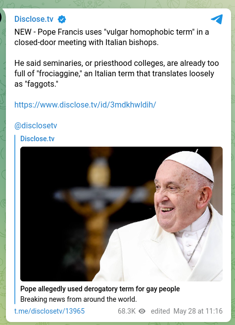 Homofobiskt Ordande Påve