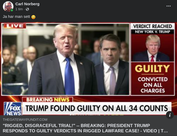Trump Dömd Skyldig På Alla 34 Åtalspunkter