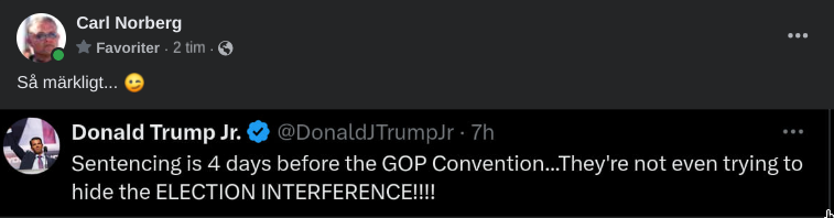 Trump Jr. om fastställande av dom