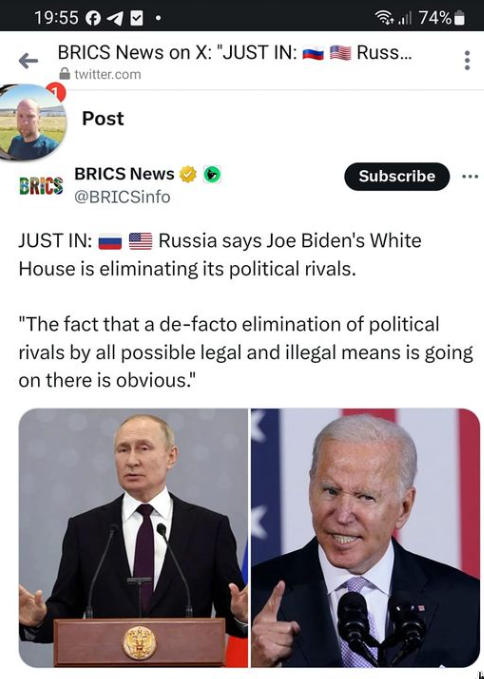 Putin säger att Biden eliminerar politiska motståndare