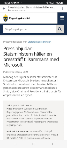 Statsministern & Microsoft presenterar nyhet