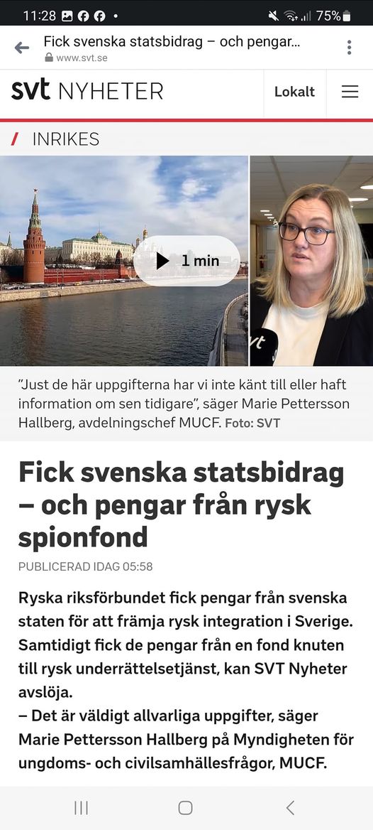Svenskt Statsbidrag & Rysk Spionfondsfinansiering