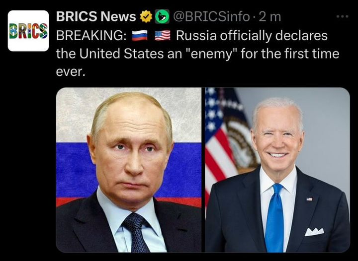 Ryssland Deklarerar USA Som Fiende