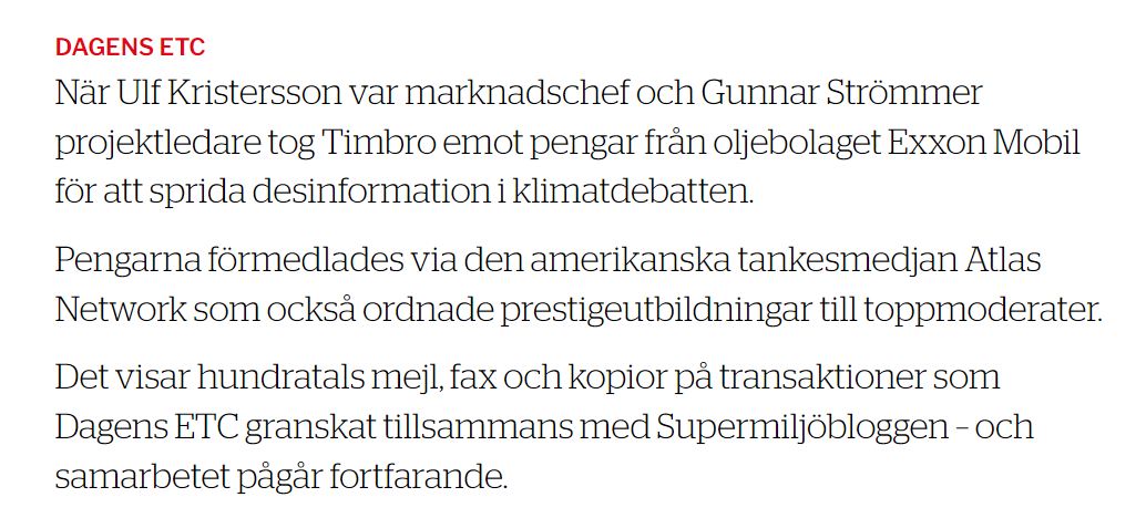 Timbro, Uffe, Gunnar & Exxon Mobil Ihop Med Atlas Network