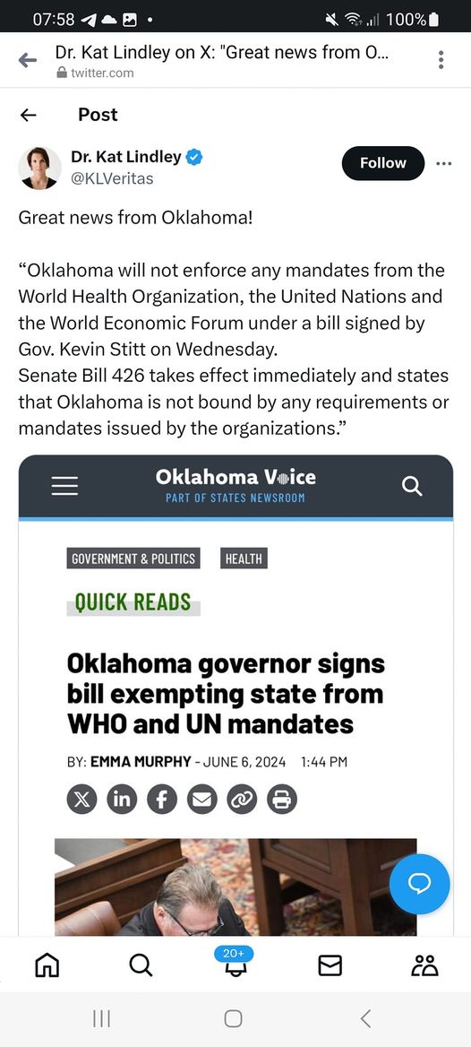 Inga Mandat För WHO & FN I Oklahoma