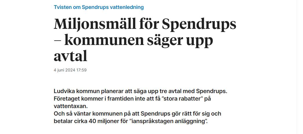 Vattenrabattsslut För Spendrups I Ludvika