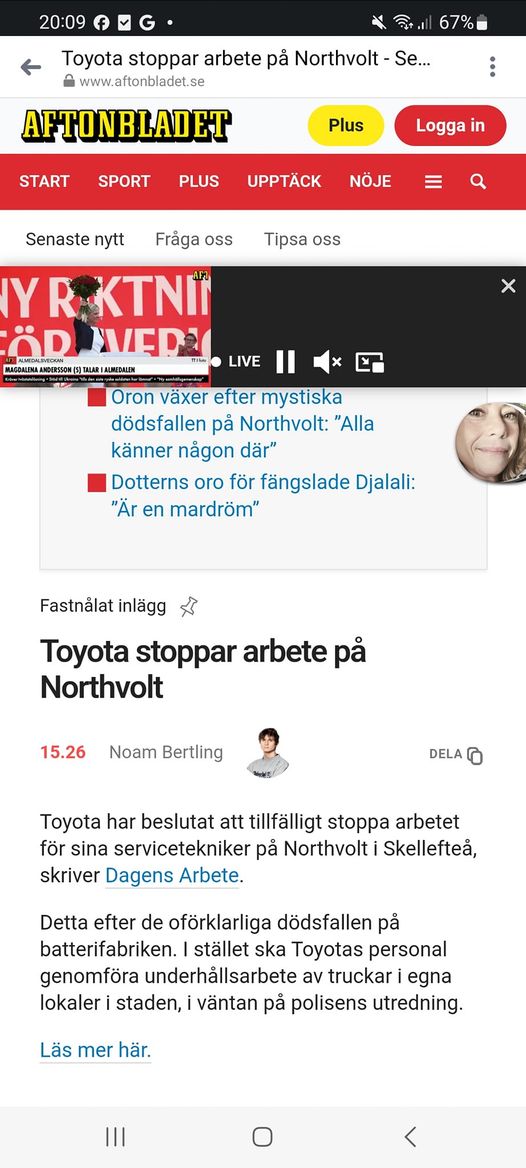 Toyota Stoppar Northvolt-Arbete